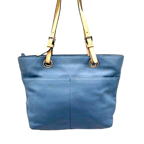 Michael Kors Light Blue Pebbled Leather Shoulder Bag Tote EUC - Picture 2 of 7